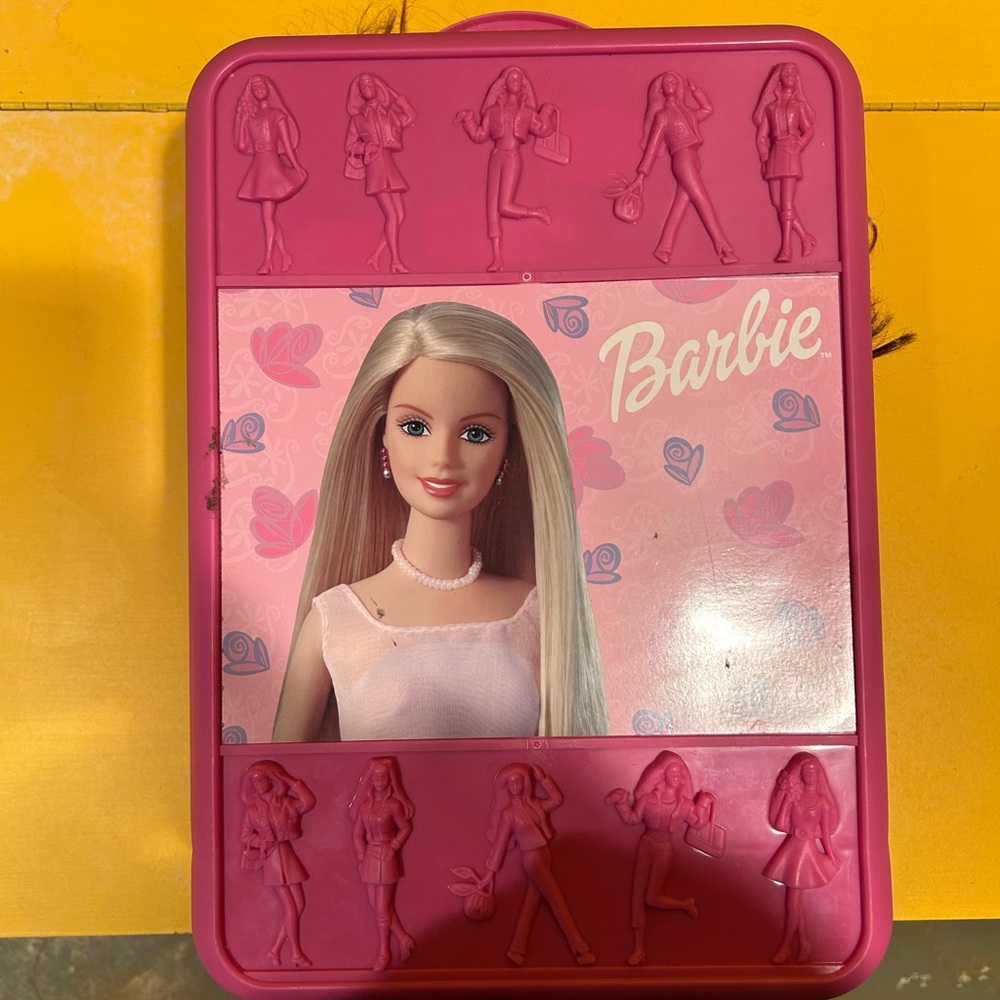 Vintage Barbie Pink Doll Storage Case - filled as shown
